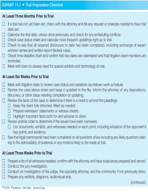 Trial Preparation Worksheet  Form