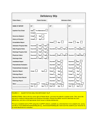 Deficiency Slip  Form