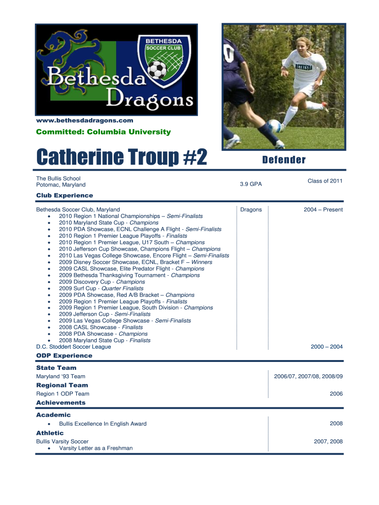 Soccer Player Profile Template PDF  Form