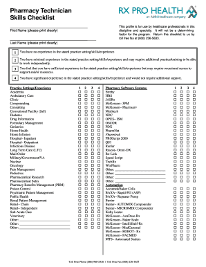 Pharmacy Technician Skills Checklist  Form