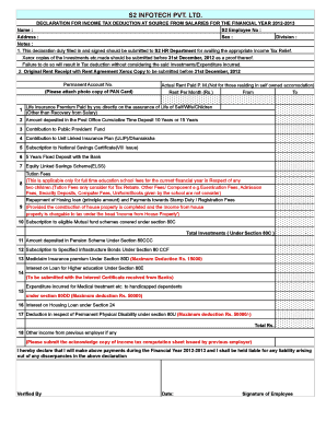 Investment Declaration  Form