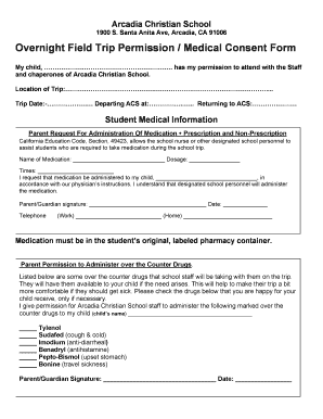 Overnight School Trip Forms