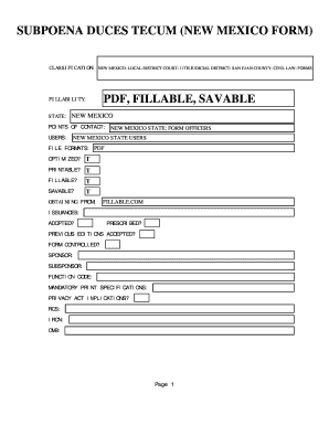 Subpoena Duces Tecum Form