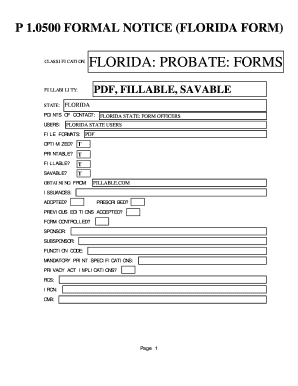Formal Notice Florida Probate Form