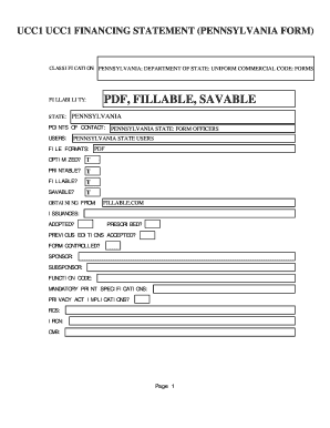 Ucc Financing Statement Pa  Form