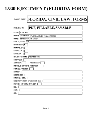 Ejectment Florida Form