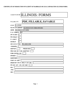 Certificate of Dissolution of Marriage Illinois  Form