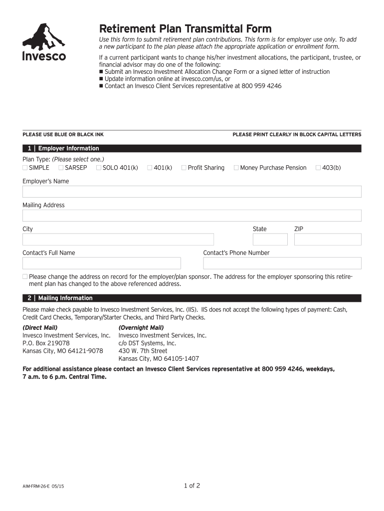  Invesco Retirement Plan Transmittal Form 2013