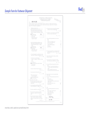 Sample Form for Footwear Shipment FedEx