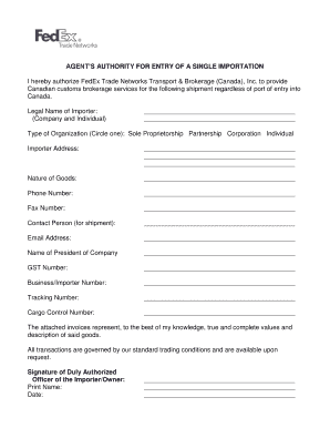 Get and Sign Single Importation  Form