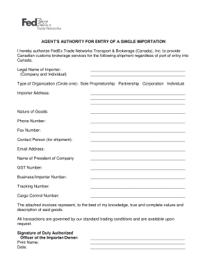 Single Importation  Form