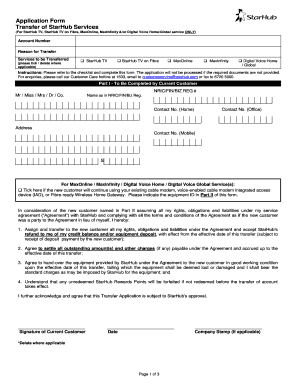 Starhub Transfer of Ownership  Form