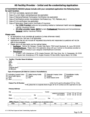 KS FacilityProvider Initial and Re Credentialing Application  Form