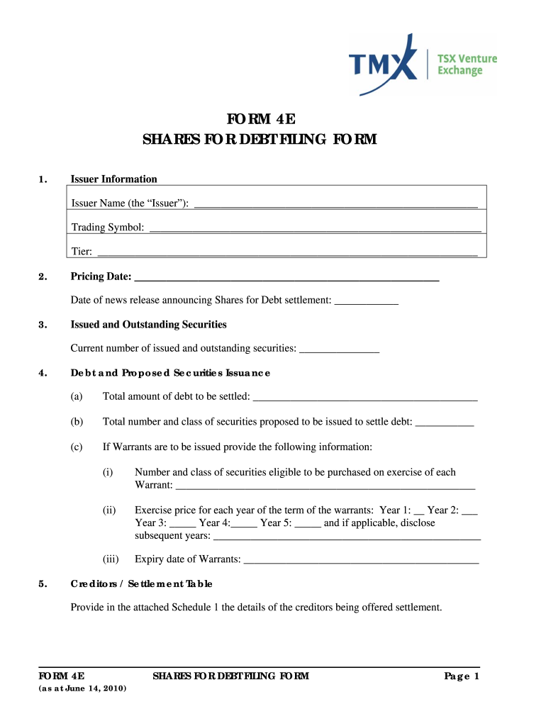  Form 4e Tsx 2010-2024