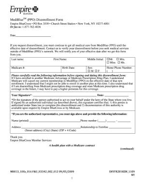 Disenrolling from Mediblue Form