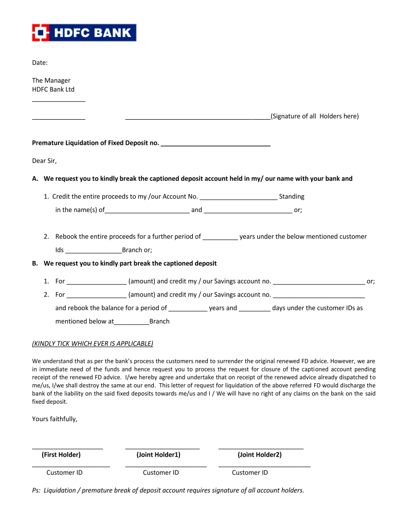 Hdfc Account Closure Form