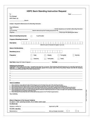 Standing Instruction  Form