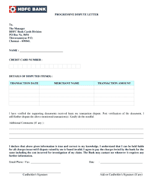 Hdfc Chargdispute  Form