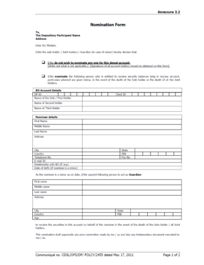 Cdsl Nomination Online  Form