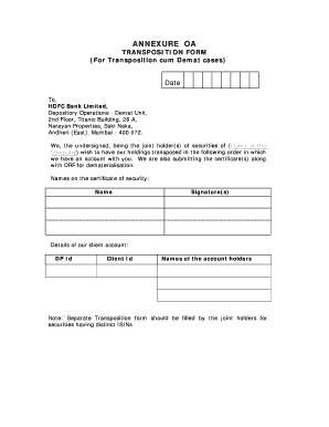 Transposition Form