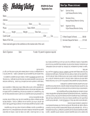 Ski Rental Form