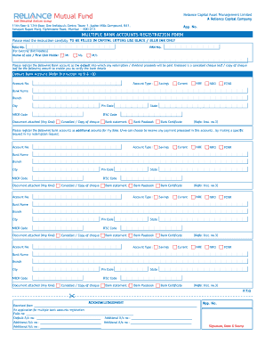 Registration Form in a Bank