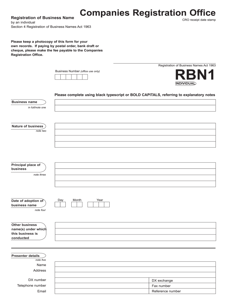 Business Name Cro  Form