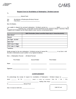 Dividend Cheque Expired Letter  Form