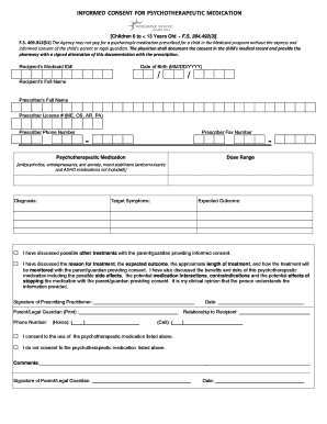 Informed Consent for Psychotherapeutic Medication Form