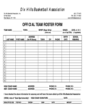 Baseball Field Depth Chart Template