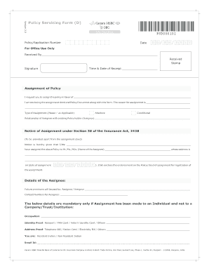 Lic Assignment Form for Bank Loan PDF