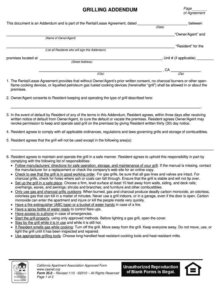  Grilling Addendum Form 35 2010-2023