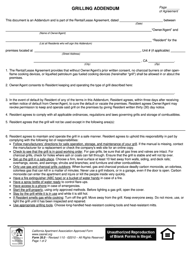  Grilling Addendum Form 35 2010-2024