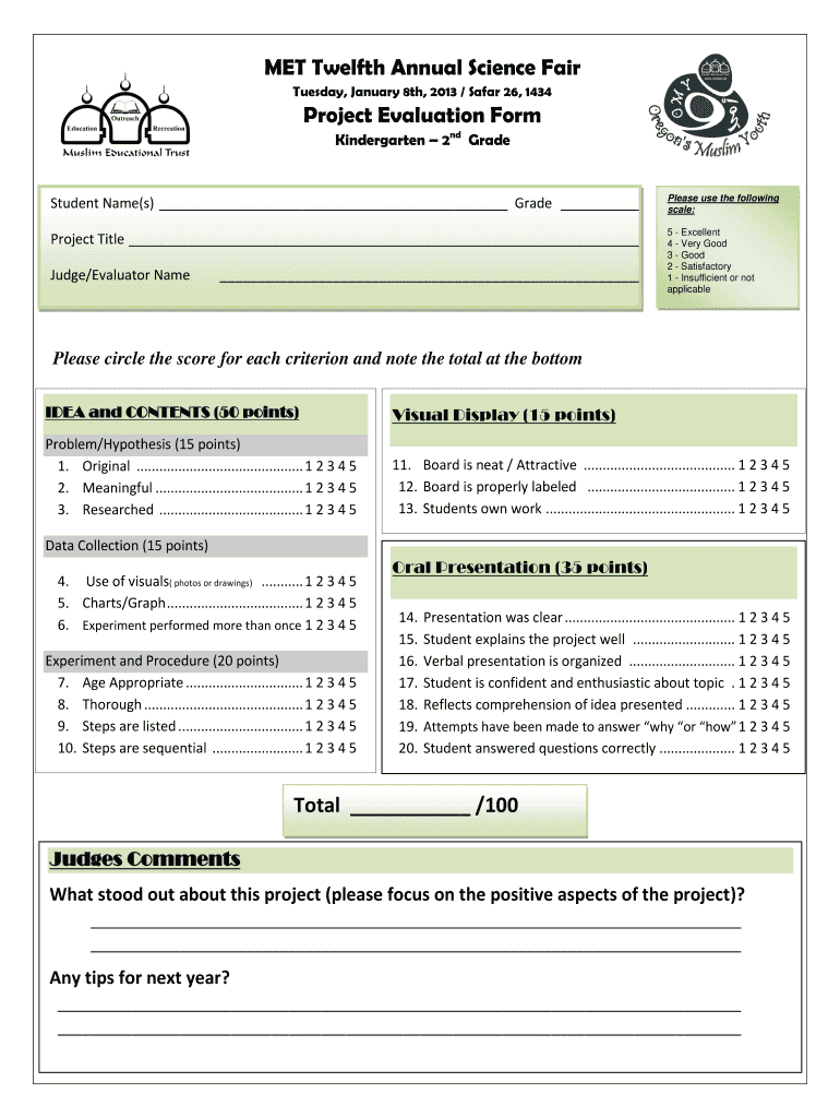 Science Fair Form - Fill Out and Sign Printable PDF Template  signNow Within Science Fair Labels Templates