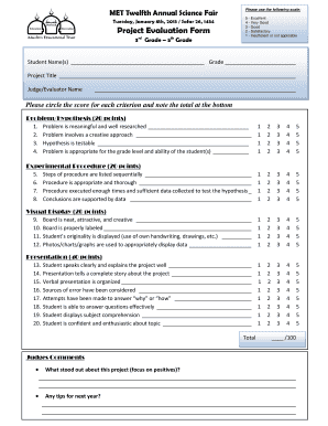 Science Fair Judging Form 3 5