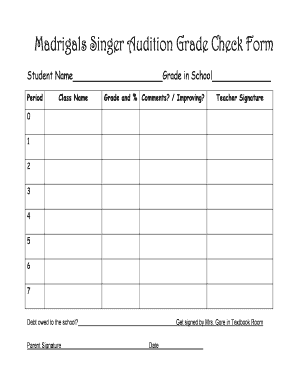 Grade Check Sheet PDF  Form