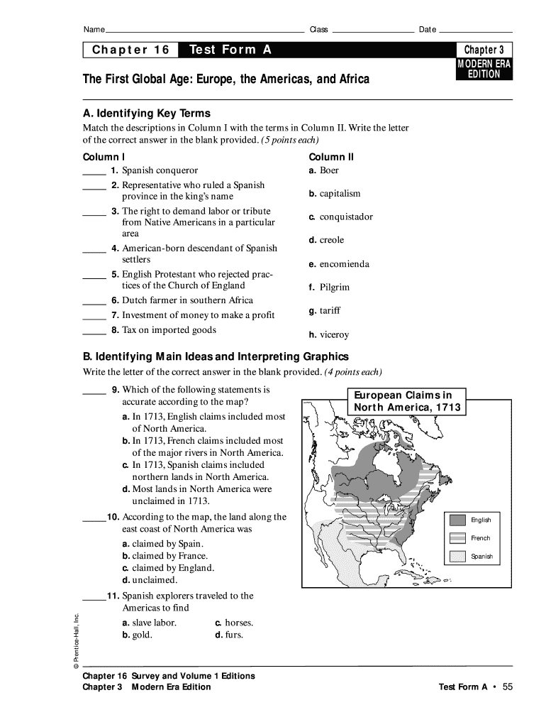Chapter 16 Test Form a