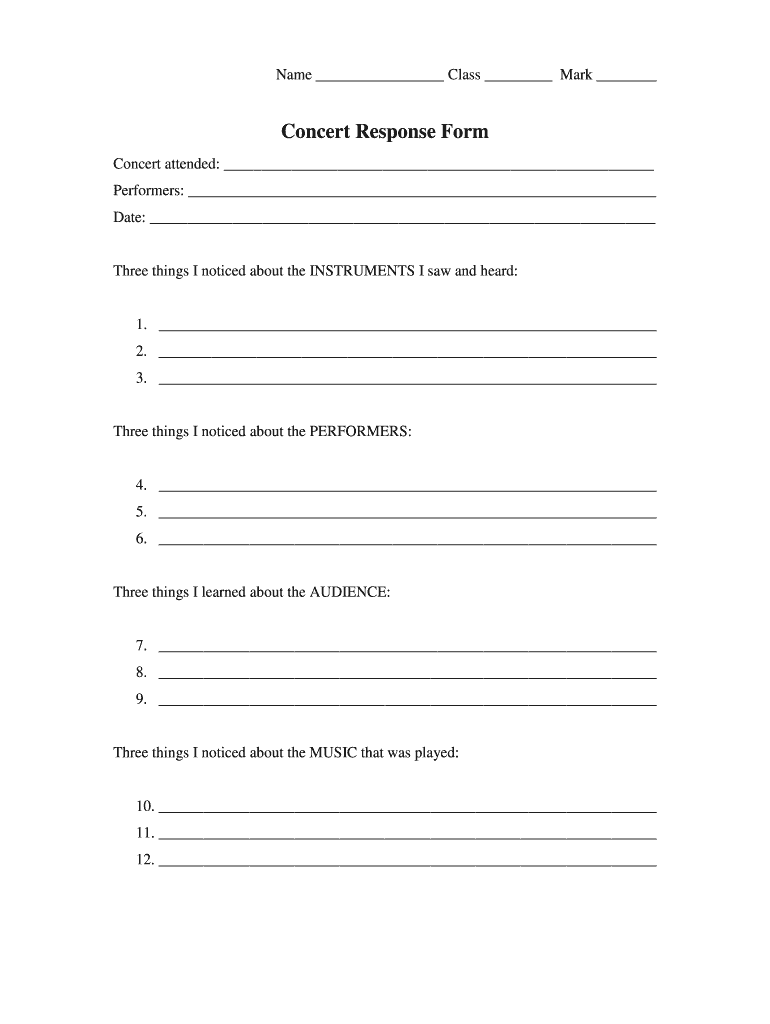 Concert Response Form