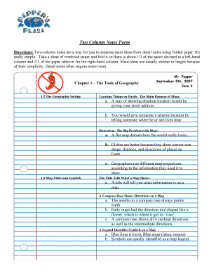 Two Column Notes Template  Form