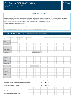 Bupa International Claim Form PDF