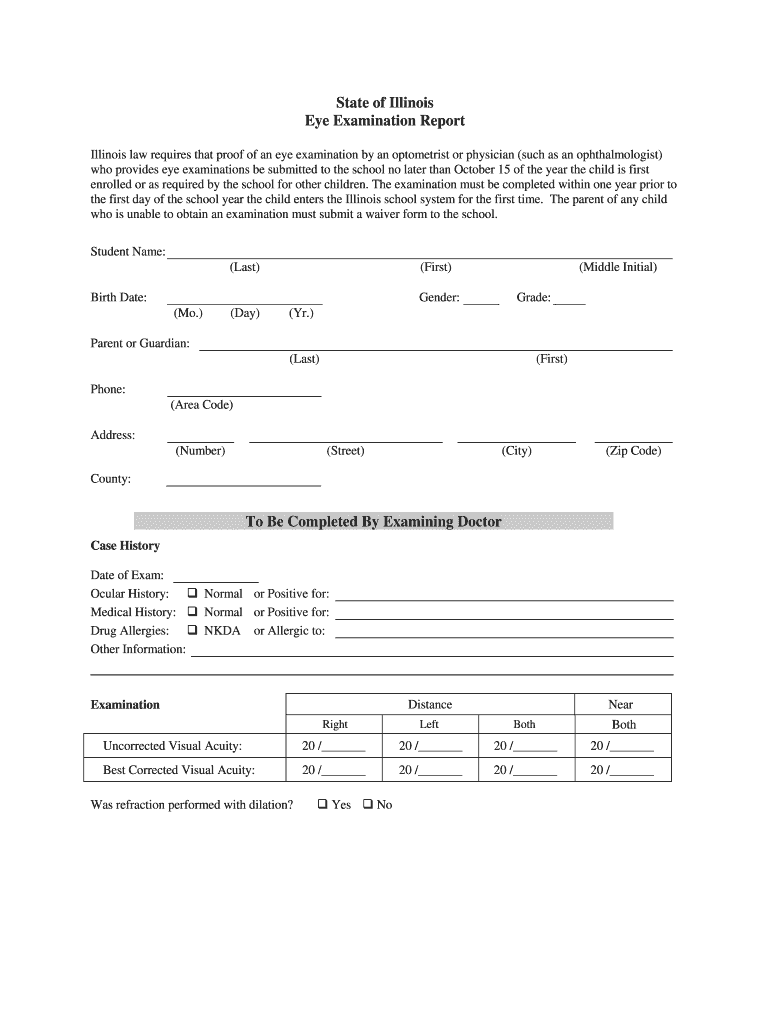 Eye Test Report Format