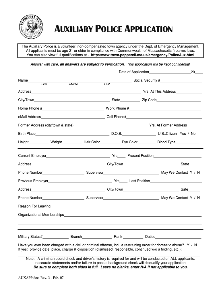 Get and Sign Auxiliary Police Ma 2007-2022 Form
