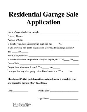 Decatur Yard Sale  Form