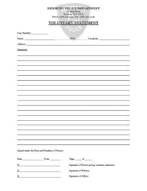 Voluntary Statement Form Police