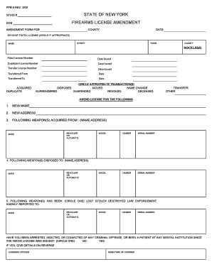 Rockland County Pistol Amendment Form