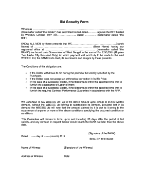 Bid Security Sample  Form