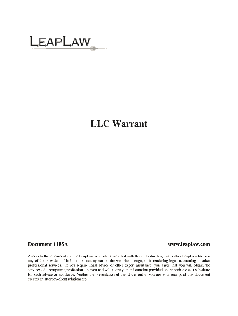 Llc Warrant  Form