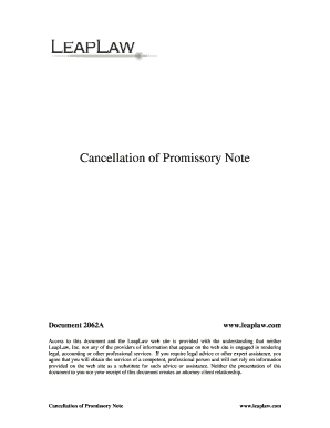 Cancellation Promissory Note  Form