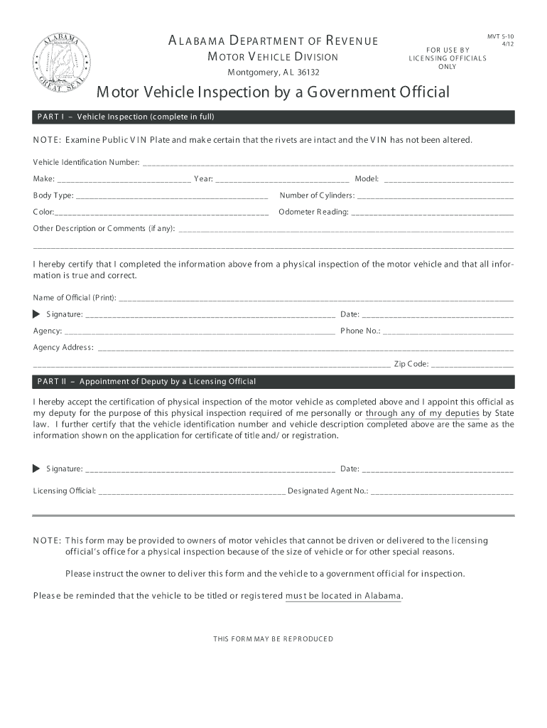 Alabama Vin Inspection Form