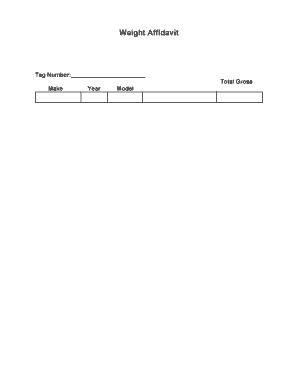 Vehicle Weight Affidavit Mobile County License Commission  Form